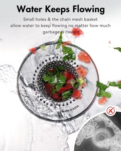 WOKDADA Reversible Kitchen Sink Drain Strainer, Anti-Clog Flat Edge Design