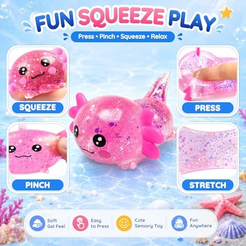 Axolotl Squishy Stress Ball,Soft Slow Rising Stress Relief Toy(Pink)