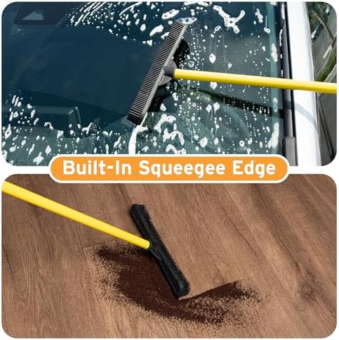 FURemover Pet Hair Removal Rubber Broom, 61" Telescopic Handle
