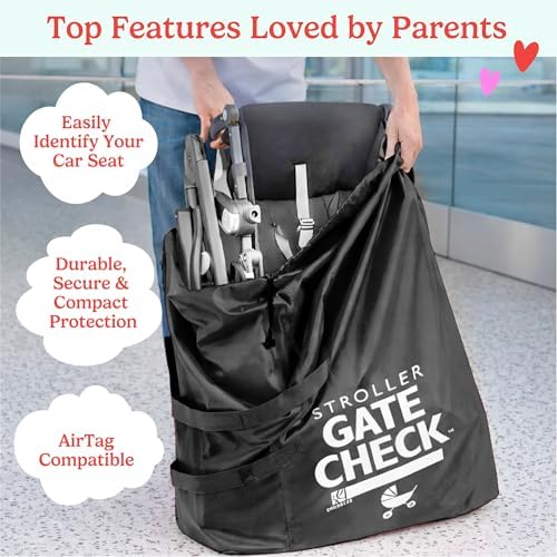 J.L. Childress Gate Check Travel Bag for Single & Double Strollers, Black