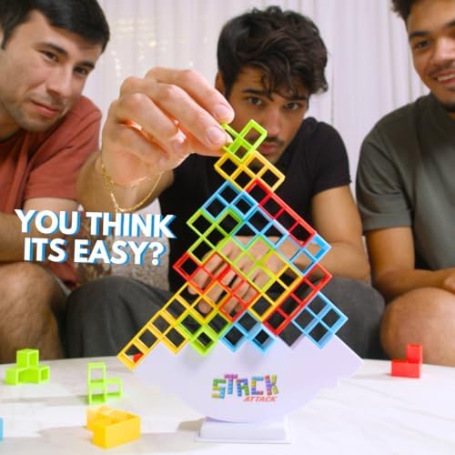 Stack Attack Tower Game for Kids & Adults, Family Balance Stacking Game Set