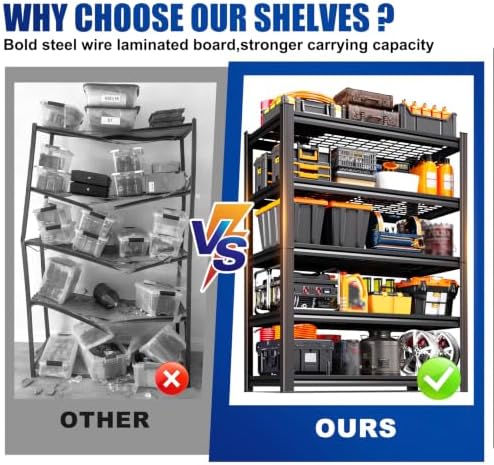 71.2" H-35.4" W Garage Shelving Heavy Duty Storage Shelves, Adjustable Metal Shelving Unit, Utility Garage Organizer Shelf for Basement, Pantry, Warehouse, Supermarket, 35.4" Wx15.7 Dx71.2 H