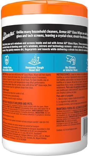 Armor All Car Glass Wipes, Auto Glass Cleaner, 90 Count