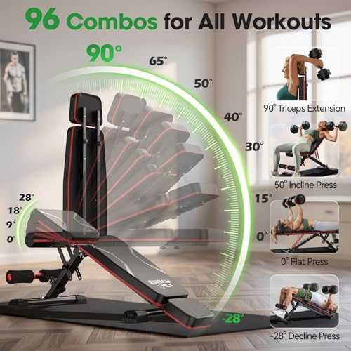 FLYBIRD Adjustable Weight Bench, Full Body Workout Bench for Home Gym