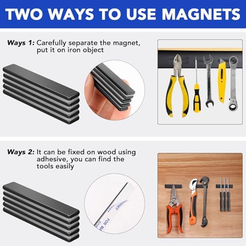 MIKEDE Strong Neodymium Magnets with Adhensive Backing 60x10x3 mm, 5 Pcs