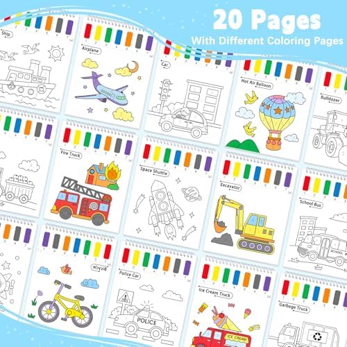 SOCOLER Paint with Water Coloring Books for Kids & Toddlers Boy-Traffic