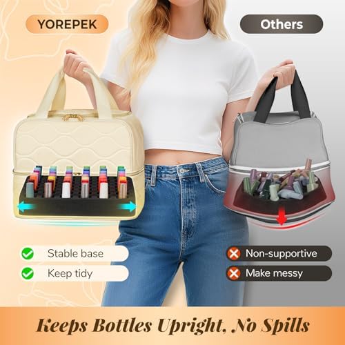 YOREPEK 2 Layer Nail Polish Organizer Case for 42+ Bottles (15ml/0.5 fl.oz)