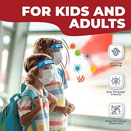Medical Nation Face Shield | 10 Pack | Clear Plastic Full Face Shields