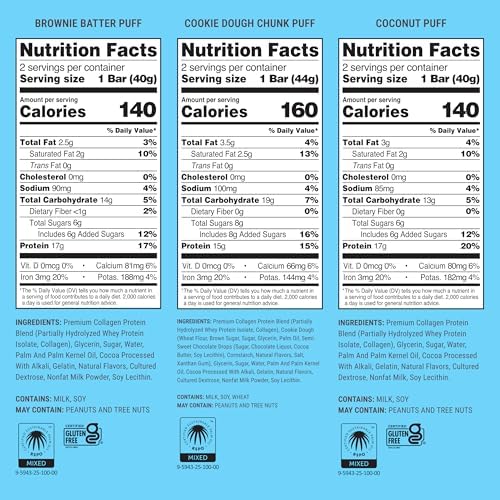 BUILT Puff Protein Bars, Variety Pack, 15g-17g Protein - 12 Count