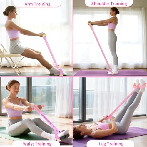 Pedal Resistance Band with Handle, Upgraded 6-Tube Exercise Bands