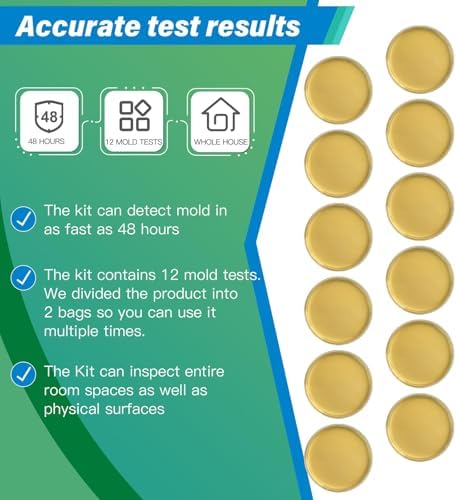 Mold Test Kit for Home - 12 Simple Detection Tests,Test HVAC System,Home Surfaces,& Indoor Air Quality Testing Kits,DIY Mold Detector at Home,Includes Detailed Mold Identification Guide,air Tester