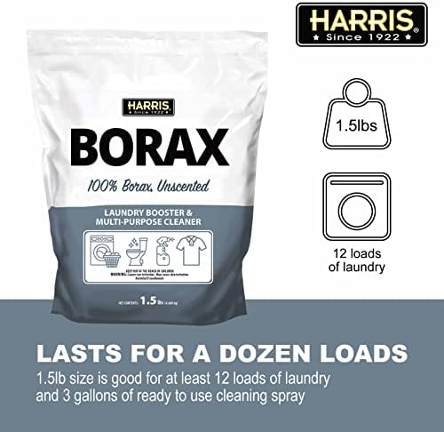 Harris Borax Powder Hard Water Laundry Booster and Powerful Multi-Purpose Cleaner, 1.5lb (Unscented)