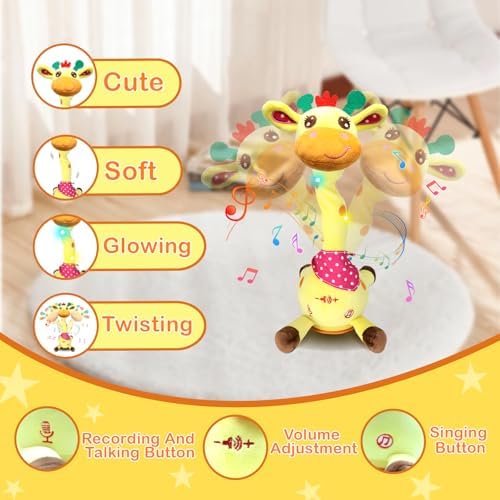 Hunfur Talking Dancing Giraffe Baby Toys,Repeat What You Say