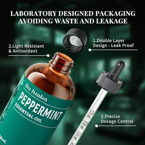 SU JUABA Peppermint Oil for Hair, Diffuser, Aromatherapy, Air Freshener