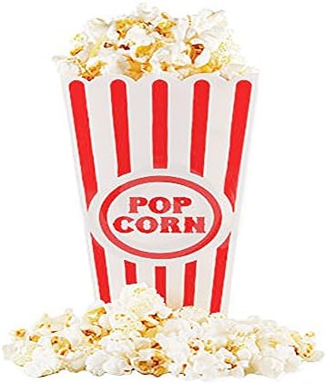 Novelty Place Plastic Red & White Striped Classic Popcorn Containers for Movie Night - 7.8" Tall x 3.8" Top x 2.3" Bottom, 41oz (4 Pack)