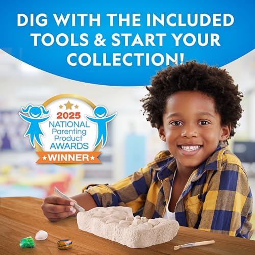 National Geographic Gemstone Dig Kit with 10 Real Gemstones for Kids
