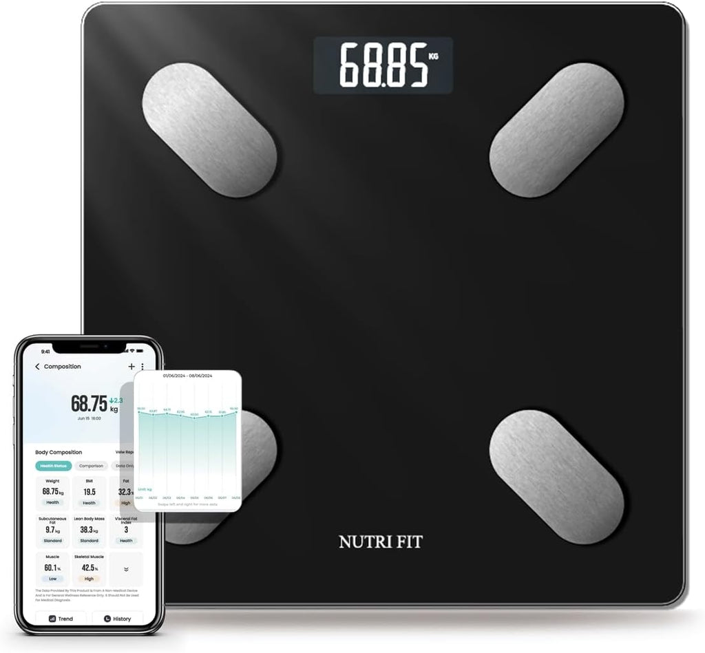 NUTRI FIT Smart Scale for Body Weight Body Fat Composition Monitor Sync App