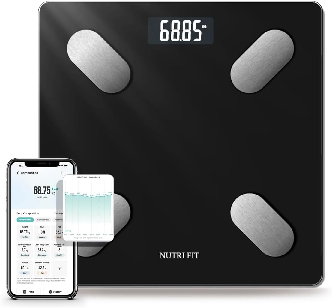 NUTRI FIT Smart Scale for Body Weight Body Fat Composition Monitor Sync App