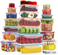 RockBerry 50 Pcs Large Food Storage Containers with Lids Airtight-85 OZ to small Containers-Total 526OZ Stackable Kitchen Set -BPA Free Leak proof containers- Freezer Microwave safe