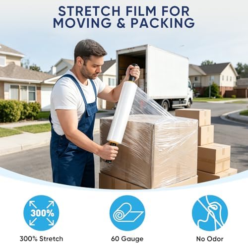 TICONN Stretch Wrap Roll, 15 in x 1000 ft Plastic Wrap for Moving Furniture