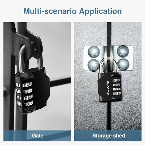Puroma 2 Pack Combination Lock Locker 4 Digits Combo Padlock Gym Black