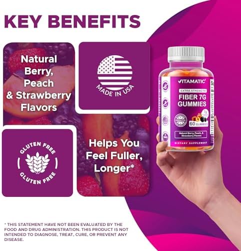 Vitamatic Extra Strength Prebiotic 7g Fiber, 60 Gummies - 2 Pack