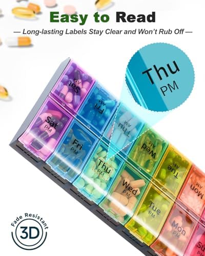 Extra Large Pill Organizer 2 Times a Day，Made for Seniors & High-Dose Users