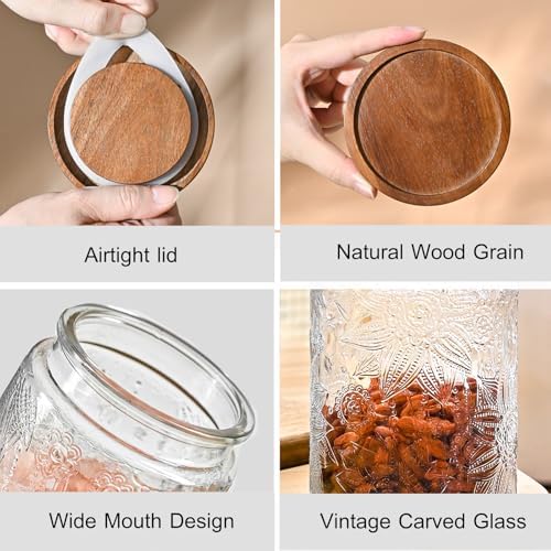 Adodeen Glass Storage Containers With Lids, Glass Jars With Lids, 32OZ