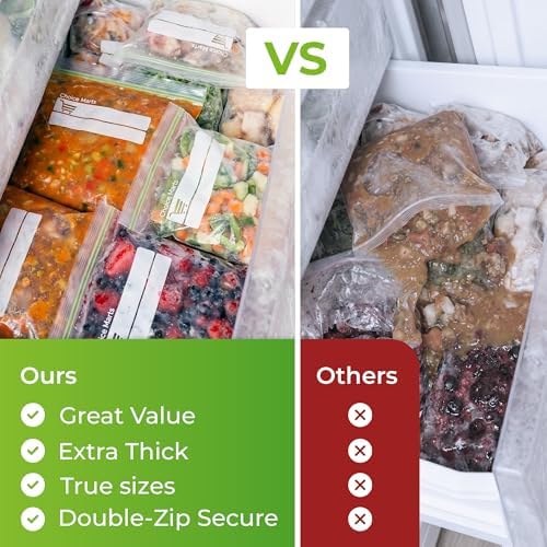 Baggies Variety Size Pack - 200 pcs, Leak Proof Freezer Bags