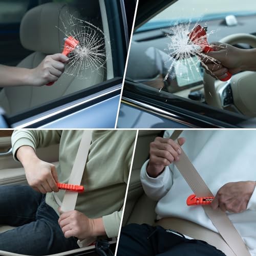 Car Window Breaker Hammer and Seat Belt Cutter 2-in-1，Emergency Escape Tool