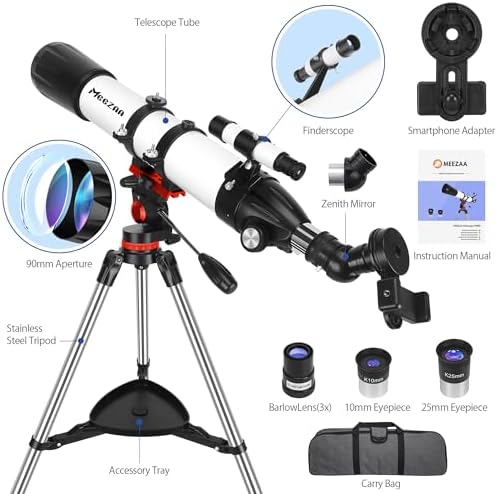 MEEZAA Telescope for Adults High Powered, 90mm Aperture 800mm Refractor