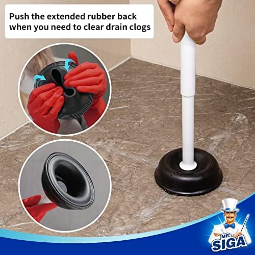 MR.SIGA Toilet Plunger with Holder, Plungers for Bathroom Heavy Duty, White