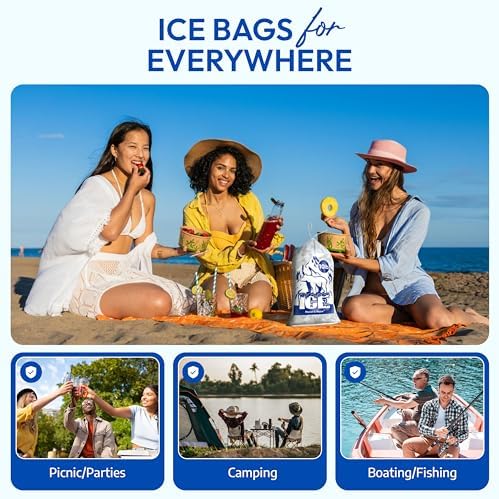 100-Pack 10 LB Reusable Plastic Ice Bags With Drawstring-Bolsas Para Hielo
