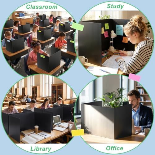 24 Pack Privacy Folders for Students, Black Desk Dividers for Classroom