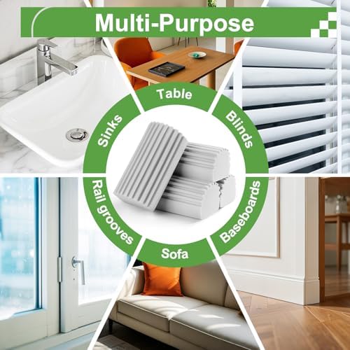 Jeymei Damp Clean Duster Sponge,4Pcs Grey Dust Sponge for Cleaning