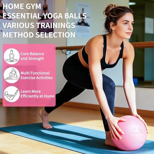 9" Pink Pilates Ball with Air Pump for Core & Balance
