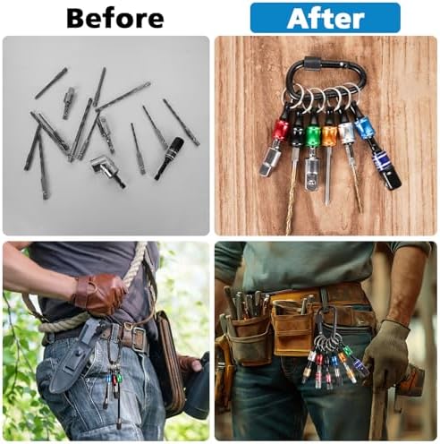 12PCS Bit Holders 1/4 Socket, Hex Shank Screwdriver Bit Holder for Impact Driver Drill Bit Keychain Extension Bar Quick Release Easy Change, Screwdriver Bit Holders for Tools & Home Improvement Gift
