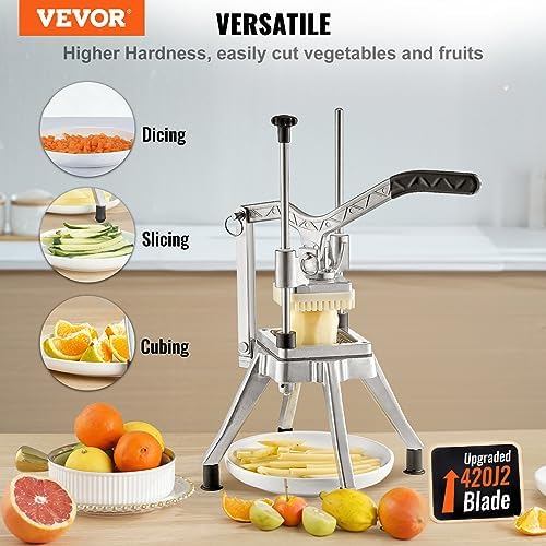 VEVOR Commercial French Fry Cutter, 4 Blades Lever Vegetable Chopper