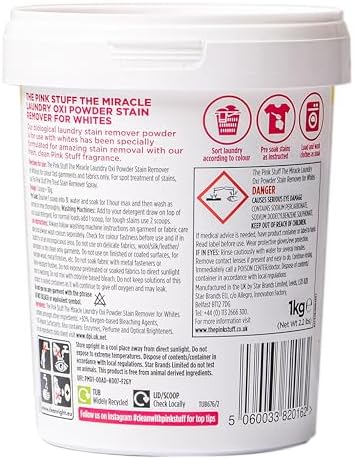 The Pink Stuff Miracle Laundry Oxi Powder Stain Remover for Whites, 35.2 Oz