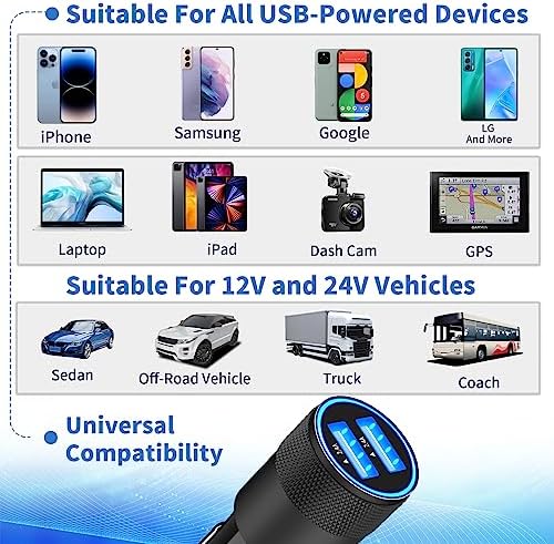Apple MFi Certified iPhone Car Charger Fast Charging 4.8A Car Phone Charger