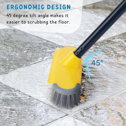 Deck Brush with Long Handle, 50'' Floor Scrub Broom for Shower, Patio