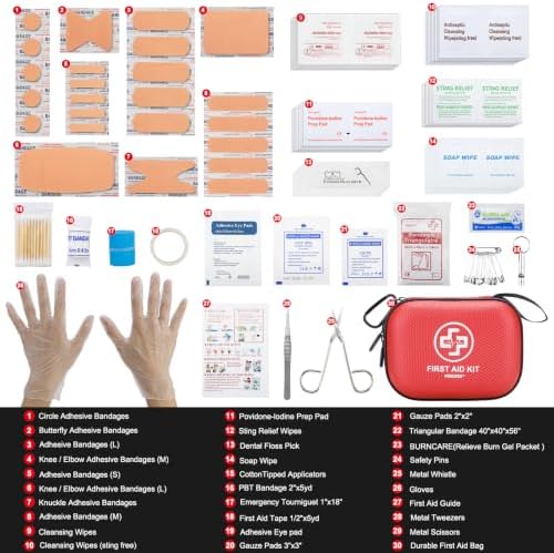 Mini First Aid Kit - 150 Piece Small Waterproof Hard Shell Medical Kit