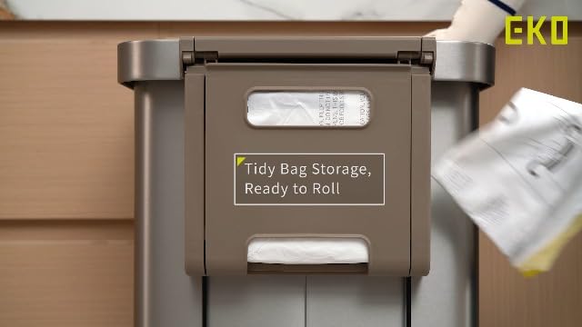 EKO Hudson Matte Stainless 75 Liter/20 Gallon Step Trash Can with Rear Trash Bag Storage Compartment