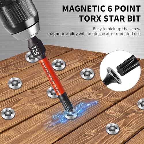 DYRECELVE 10-Pack T25 Torx Bits for Impact Driver, T25 Bit Magnetic 2-Inch