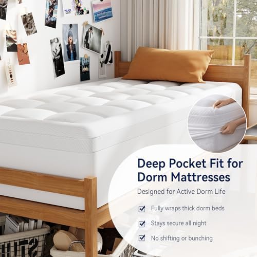 ELEMUSE Twin XL College Dorm Essentials 3 Inch Memory Foam Mattress Topper