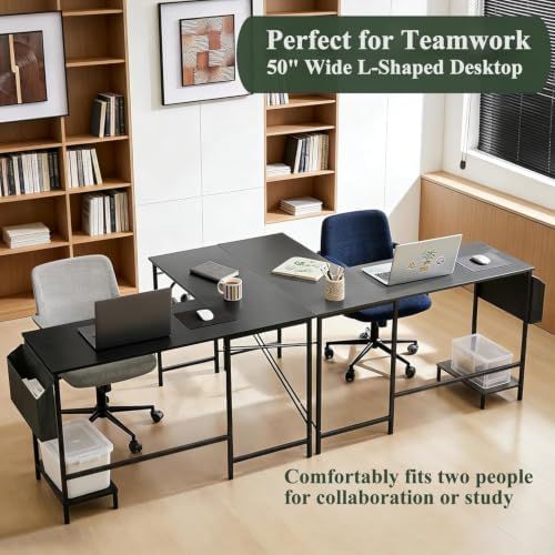 L Shaped Desk, 50 Inch Reversible Computer Desk with CPU Stand