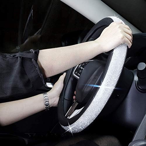New Diamond Leather Steering Wheel Cover with Bling Crystal Rhinestones