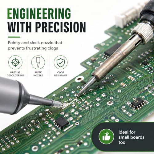 Solder Sucker Tool No Clog Silicone-Tip Manual Desoldering Pump Soldering Accessories for Solder Remover – Unrivaled Suction • No Power Needed • Ultra Low-Maintenance • Best-in-Class Desoldering Gun