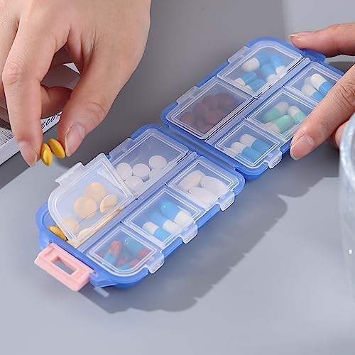 Travel Pill Organizer,10 Compartments Pill Case,Compact & Portable Pill Box