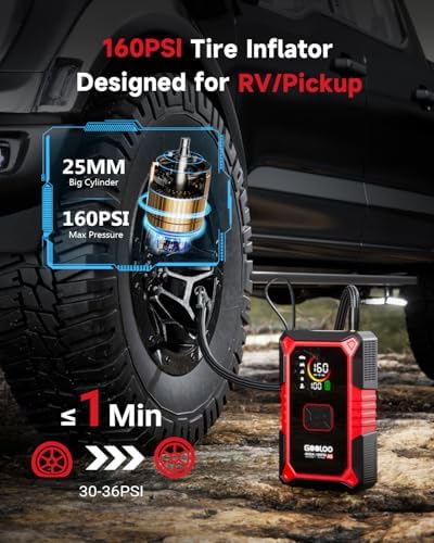 GOOLOO A5 Jump Starter with Air Compressor, 4000A Portable Jump Box